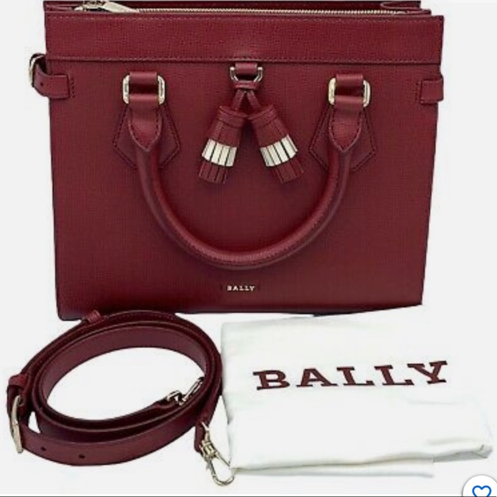 NWT Bally satchel taby crossbody red calf embossed